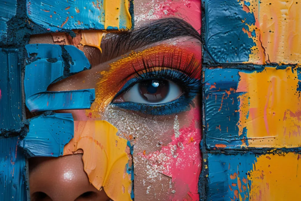 Ojo con pintura artística fragmentada
